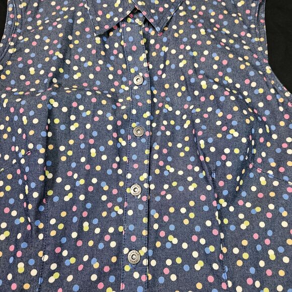 Liz Claiborne Womens Dress Multi-Color Size 8 100% Cotton Sleeveless Polka Dot - Picture 10 of 12